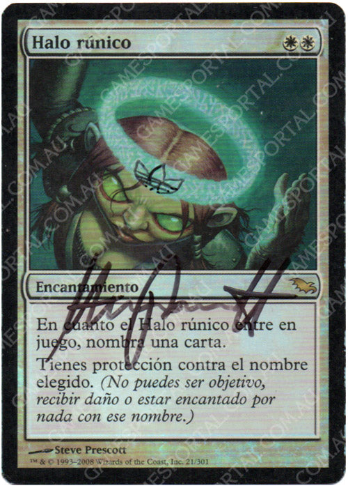 Runed Halo [Shadowmoor] - Moderately Played Foil, Italian, Signed Supply