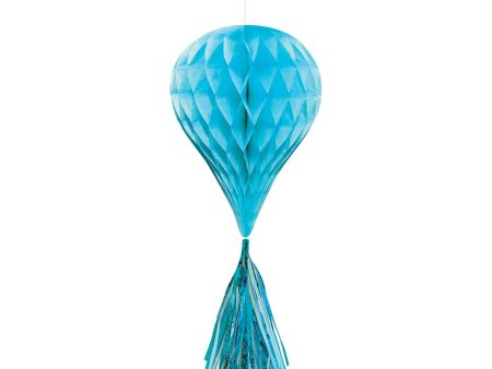 Caribbean Blue Mini Honeycomb With Foil Tassels 3pcs For Sale