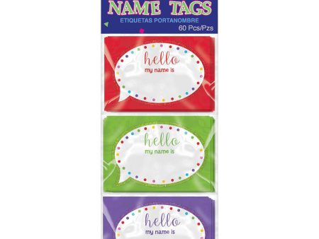 Multi Glitter Name Tag 60pcs Online now