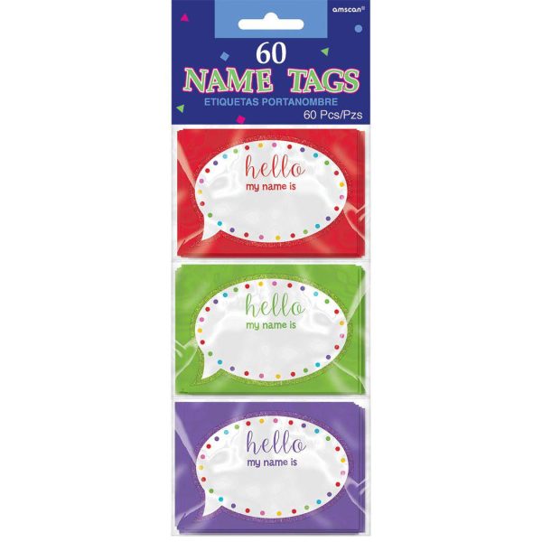 Multi Glitter Name Tag 60pcs Online now