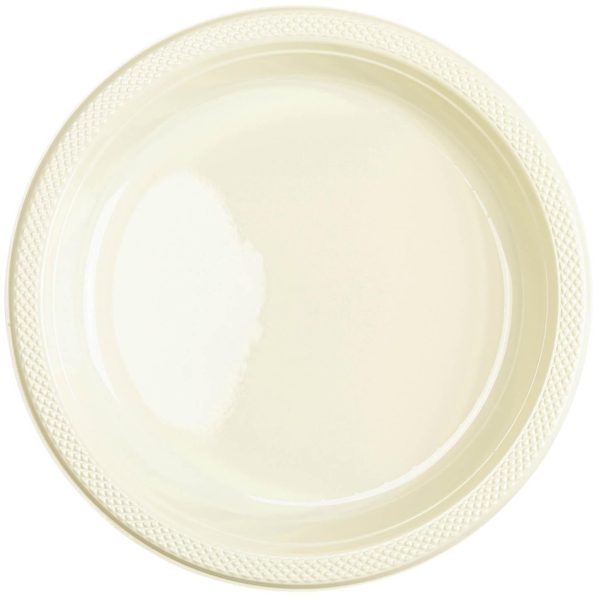 Vanilla Creme Plastic Plates 10.25in, 20pcs Online now