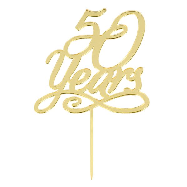 50 Years Gold Plastic Cake Topper Cheap