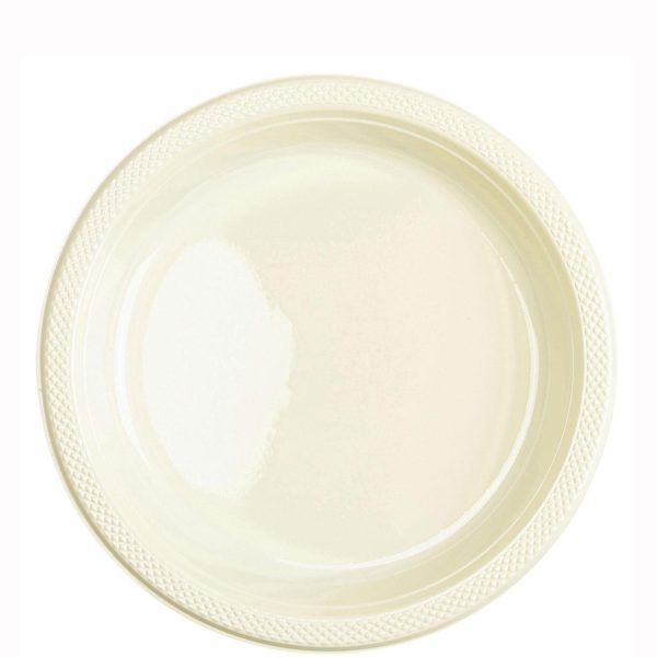 Vanilla Creme Plastic Plates 9in, 20pcs Discount