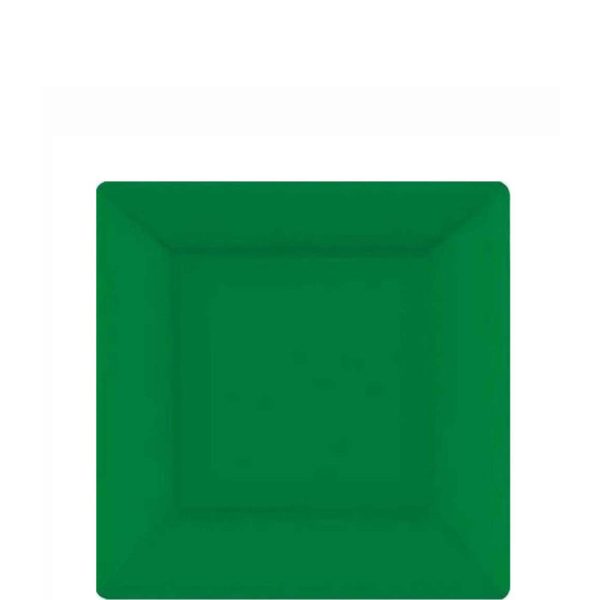 Festive Green Square Paper Plates 7in, 20pcs Hot on Sale