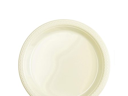 Vanilla Creme Plastic Plates 7in, 20pcs For Discount