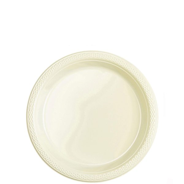 Vanilla Creme Plastic Plates 7in, 20pcs For Discount