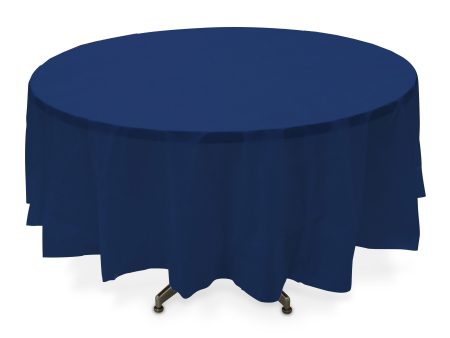 Navy Flag Blue Round Plastic Table Cover 84in Fashion