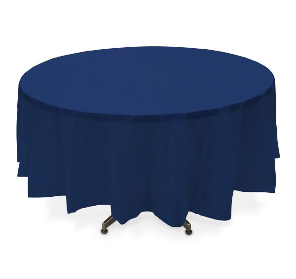 Navy Flag Blue Round Plastic Table Cover 84in Fashion