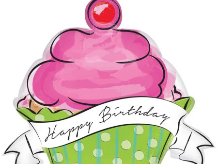 Birthday Sweets Cupcake SuperShape Balloon 29x27in For Cheap