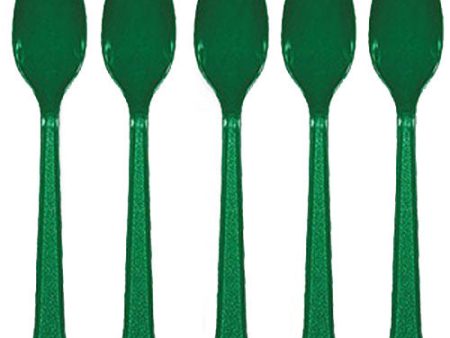 Festive Green Heavy Weight Plastic Spoons 20pcs Online Sale